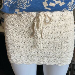 Like New Handmade Cream Crotchet Mini Skirt sz S